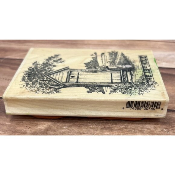 IMPRESSION OBSESSION K1034 19TH HOLE WOOD MOUNTED RUBBER STAMP GOLF OUTHOUSE - Picture 4 of 6